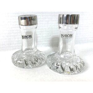 BYRON HIROTA Glass JAPAN Bottles Salt Pepper Shaker Set of 2 18-8